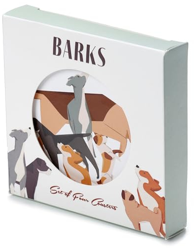 Puckator Barks Set of 4 Cork Coasters - Wood Table Pub Drink Coasters Tiles Placemats - Bar Accessories For Home - Desk Coaster Tile Slate - Dining Table Decor Drinks Mats - Man Cave Accessories