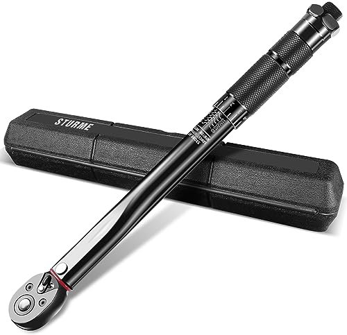 STURME Drehmomentschlüssel Fahrrad & Motorrad 3/8 “, 5-60Nm Drehmomentschlüssel und Tragbare Box, ± 3% Fehlergenauigkeit, 45 Zähne Wende Ratschenkopf mit Klick-Stop-Ton