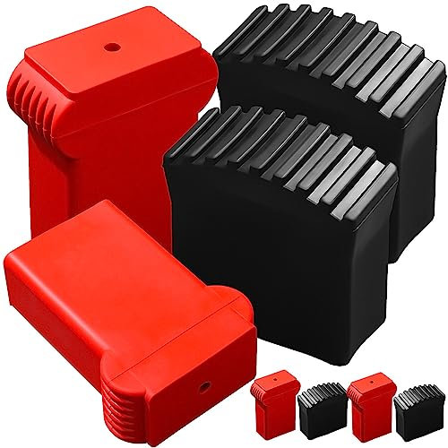 Alipis 8Pcs Ladder Feet Covers, Non Rubber Ladder Feet Pads Replacement Kits Extension Ladder Step Covers Security Ladder Parts Telescoping Ladder Accessories (Red+Black)