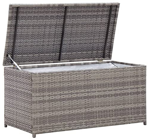 Festnight Garden Storage Box, Extra Large Garden Storage Box, Rattan Storage Box,100x50x50 cm Grey