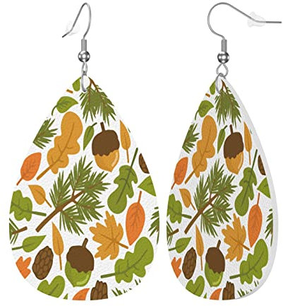 Kunstleder Ohrringe Eichhörnchen Tannenzapfen Nüsse Für Frauen Teardrop Drop Dangle Ohrringe Schmuck Geschenk, Einheitsgröße, Leder Polyvinylchlorid