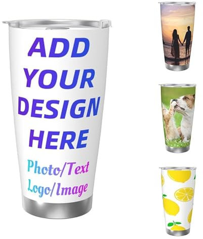 AOOEDM Gobelets personnalisés tasse en acier inoxydable personnalisée avec nom/Photo/texte, tasse de voyage personnalisée tasse de voiture tasse à café cadeaux personnalisés