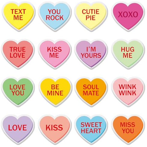 32 Stück Valentinstag Dicke Gel Klammern Romantische Konversation Herz Fenster Gel Aufkleber Wiederverwendbare Bunte Süßigkeiten Herz Fensteraufkleber für Zuhause Schule Party Supplies 2 Blatt