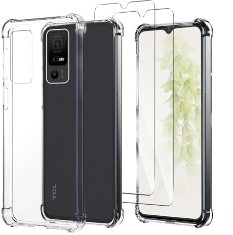 JDXHFF Cover Compatibile con TCL 40 NXTPAPER 5G (6.6) Trasparente e 2 Pezzi Pellicola Protettiva in Vetro Temperato - Bumper Custodia Morbido Silicone Protettivo TPU Case Clear