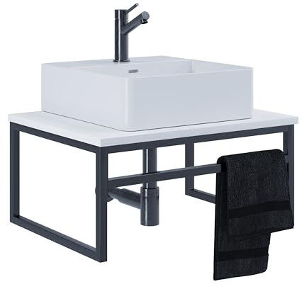 VCM Mueble Lavabo 2 Piezas Conjunto Mueble baño Lavabo Madera Metal Estilo Industrial Bitila 60 Mueble Lavabo 2 Piezas Conjunto Mueble baño Lavabo Madera Metal Estilo Industrial Bitila 60