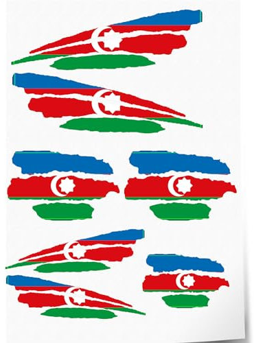 Indigos UG Aufkleber Aserbaidschan - 7 Autoaufkleber - Flagge - Fahne mit 3 Streifen - selbstklebende Fahnen für Heckscheibe, Modellbau, Sport, Motorrad, Auto, Tuning, Fenster, Kofferraum