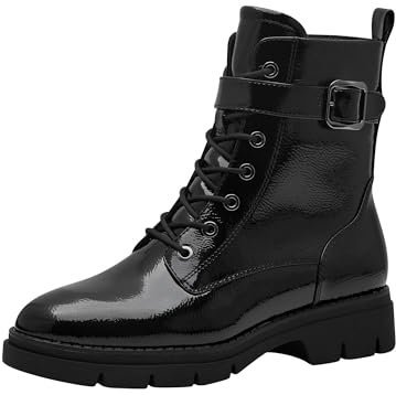 Tamaris Damen Stiefelette Vegan; BLACK PATENT, EU 37