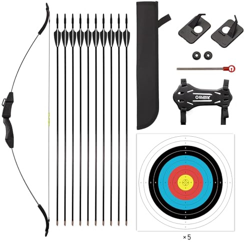 LWANO Juego de arco y flecha para niños, regalo para principiantes de tiro con arco con 10 flechas, 5 caras de objetivo, ideal para niños, jóvenes, adolescentes, perfecto para zurdos y diestros