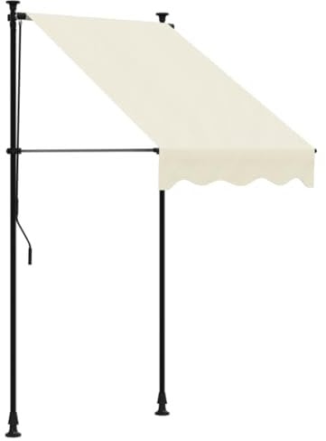 vidaXL Auvent Rétractable, Store avec Hauteur Réglable, Marquise Soleil de Balcon, Banne de Jardin Terrasse Patio, Crème 100x150 m Tissu et Acier