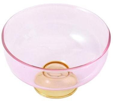 Glass Dessert Bowls Set for Elegant Home Dining, Pink