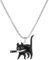 Niaspi Black Cat Pendant Necklaces Killer Hold a Knife Kitty Animal Silver Snake Chain Necklace Unique Funny Halloween Jewelry Gifts for Pet Lover