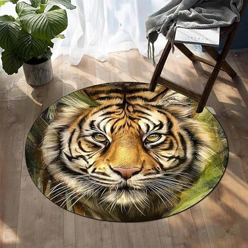 YOUOUSI Cooler Teppich mit Tigerkopf-Aufdruck, geeignet für Wohnzimmer, Schlafzimmer, Kinderspielzimmer, Dekoration, rutschfeste Matte