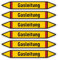Aufkleber: 200x30 mm, 6 Stück - Gruppe 4 - Brennbare Gase - Rohrleitungskennzeichnung - nach DIN 2403 - Sprache: deutsch - Gasleitung