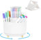 Marte Vanci Pen Holder for Desk, 360° Rotating Desk Organiser Pencil Pot, Makeup Brush Holder 5 Slots with Phone Stand, Desktop Stationery Supplies Storage Tidy Caddy for Office Home White