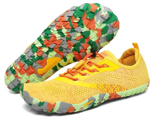 SAGUARO Femme Homme Barefoot Shoes Chaussures Minimaliste Barefoot Chaussures Pieds Nus Antidérapantes pour Gym Training Fitness Randonnée Jaune,GR.37