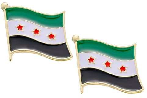 2 Syrien Flagge Emaille Pins Syrien Fliegende Flagge Anstecknadeln Metalllegierung Abzeichen, 2.3cm x 2.2cm(0.91 x 0.87), Metall, Kein Edelstein