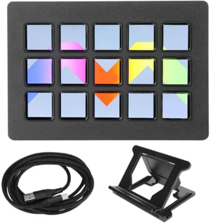 Kdouehg LCD Custom Keyboard 15 Keys Trigger Action in App Software Studio Controller Macro Game Shortcut Live Streaming Console