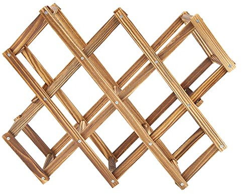 ANKROYU Holzweinregal Klappbares Holzwein Organizer Display Regal 10 Flaschen Kapazität für Küchen Esszimmer Wohnzimmer Weinkeller