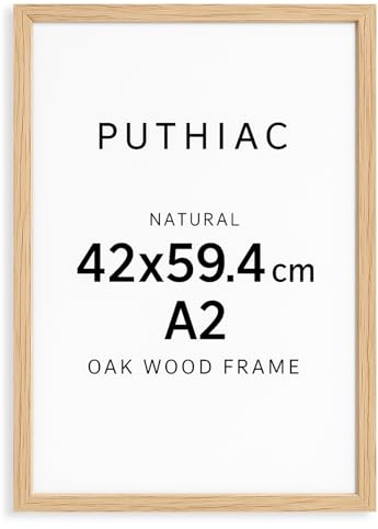 puthiac Bilderrahmen DIN A2 (42x59.4 cm) - Eichenholz Natur - Dünner Rahmen für Dokumente, Zertifikate, Fotos - Hochwertiger Echtholzrahmen