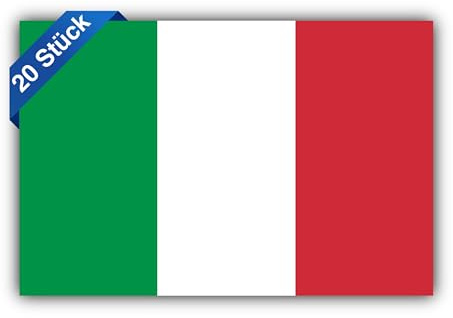 20 Stück Italien Aufkleber 9x6 cm/Italienische Sticker Italy Flagge - Italia Fahne - Autoaufkleber Set mit UV Schutz für Außen-und Innenbereich