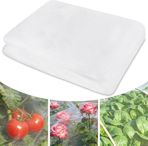 Malla Protectora para Plantas, Red Anti-Insectos y Anti-Aves para Huerto con Bridas y Tijeras Incluidas, Frutales y Invernadero, Protección para Verduras, Frutas y Cultivos de Jardín (3 x 5m)