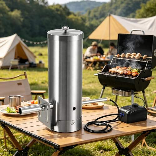 Edelstahl Kaltrauchgenerator mit Pumpe,Rauchgenerator für Räucherofen,Elektrischer Raucherzeuger für Räucherofen & Smoker,Stufenlose Rauchintensität zum Kalträuchern von Fisch, Fleisch und Käse