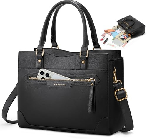 RAINSMORE Handtasche Damen Mittelgroß PU Leder Damen-Henkeltaschen | Tasche Damen Wasserdicht Damenhandtasche Elegante Henkeltasche Schultertasche Umhängetasche für 11 Zoll Tablet