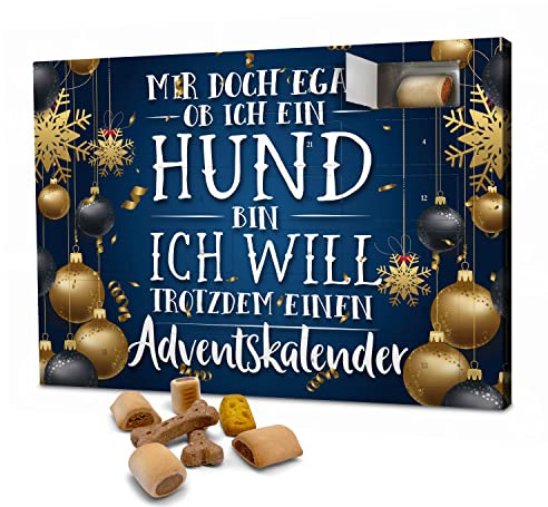 printplanet Hunde-Adventskalender mit Leckerlis - Motiv Mir doch egal - Weihnachtskalender für Hunde - 2023
