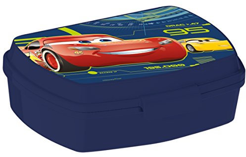 ALMACENESADAN 2043 Sandwichera Restangular multicolor Cars; producto de plástico reutilizable; libre BPA; dimensiones interiores 16,5x11,5x5,5 cm