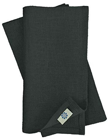 Linen & Cotton Hochwertige 4 x Stoffservietten/Servietten Stoff/Leinenservietten Hygge -100% Leinen, Schwarz (32 x 32cm) für Feiern Home Küche Esstisch Tischdekoration Abendessen Cafe Restaurant