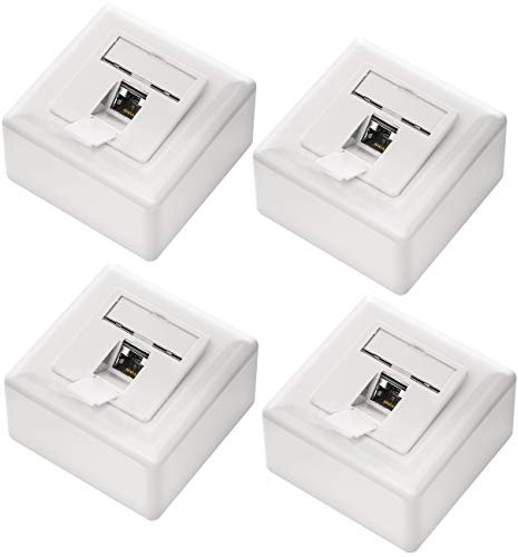 deleyCON 4x CAT6 Universal Netzwerkdose - 1x RJ45 Port - Geschirmt - Aufputz oder Unterputz - 1 Gigabit Ethernet Netzwerk - EIA/TIA 568A&B - Weiß