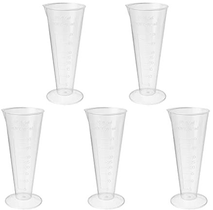 Othmro 50ml Measuring Cup PP Plastic, 5pcs Small Conical Measuring Jugs Transparent Graduated Beaker for Baking Cooking Lab Measure Tool