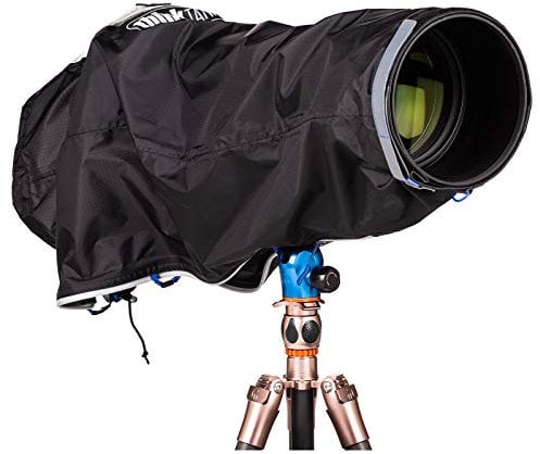 Think Tank Housse de Pluie d'urgence pour Appareil Photo Reflex numérique et Appareil Photo sans Miroir avec Objectif jusqu'à 600 mm f/4 – Taille L