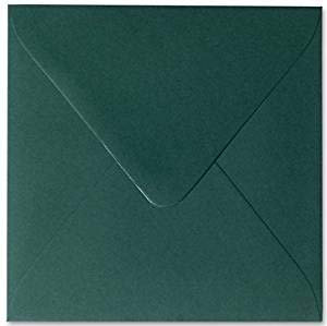 100 / Quadratische/Briefumschläge/feuchtklebend/Farbe/Tannen Grün / 13 x 13 cm 130 x 130 mm/Umschläge
