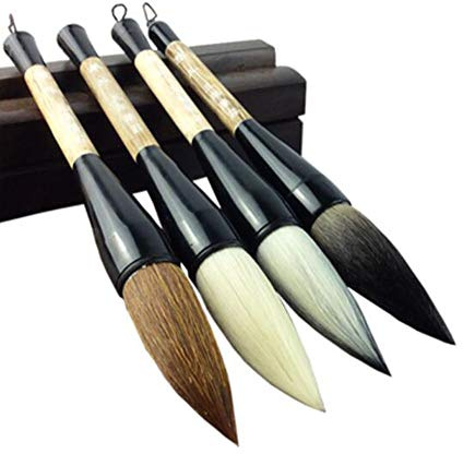 Pennello for calligrafia calligrafia cinese a pelo di lupo, penne for calligrafia, penne a pennello, 4 pezzi Pennello for calligrafia grande diverso Pennello for scrittura Pennello for disegno Sumi fo