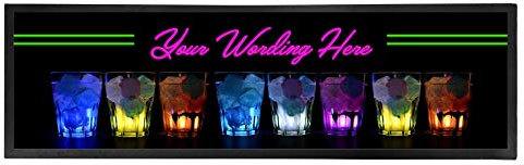 Bang Tidy Clothing Personalised Bar Runner Mat - Novelty Beer Gifts for Home Bars Pubs - Shots