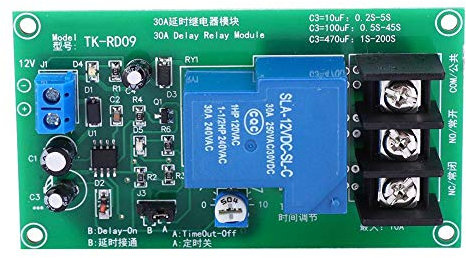 Fafeicy 12v Delay Relay, Time Delay Push Switch Relay Off Cycle Timer Module for Extractor Fan 0.1-5 Seconds, Automatically Timer Switch