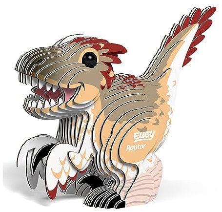 EUGY 650065 Velociraptor, 3D Tier-Puzzle für Kinder und Erwachsene zum Zusammenbauen, DIY Tierfigur, Bastelset ab 6 Jahren