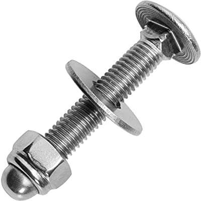 Schlossschrauben M6x20/20 mm mit selbstsichernden Hutmuttern & großen Unterlegscheiben M6 aus Edelstahl A2 (20 Stück) | Flachrundschrauben - Kappenmuttern - Beilagscheiben von MESAROS®