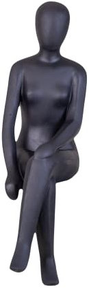 IDYL Moderne Skulptur Figur Sandsteinguss Sitting Women | wetterfest | Farbe schwarz | 13x15x50 cm | Dekorationsfigur für jeden Wohnbereich