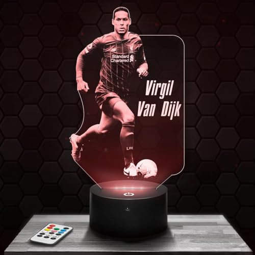 Nachttischlampe - Touch-Nachtlicht V. van Dijk Fußballspieler 3D-LED-Lampe Illusion, Geschenkidee Weihnachten Geburtstag Junge und Mädchen Nachttischlampe Kinder- oder Erwachsenenzimmer