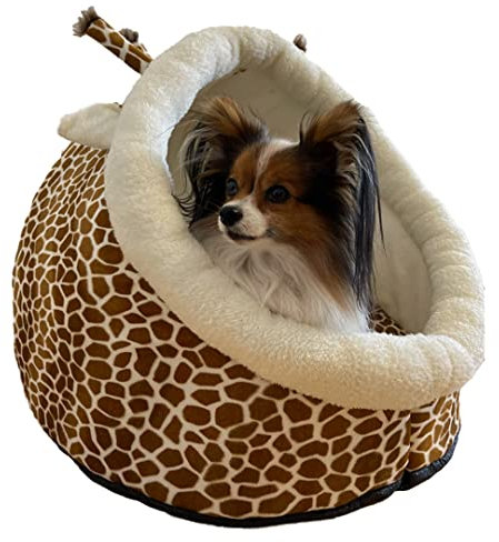 Pets Dream® Hundehöhle - flauschig mit Tier-Motiv - Hundebett für kleine Hunde - Hundekörbchen 50 x 45 x 50 cm (Giraffen-Motiv), Hundekissen, Hundebetten, Hundebett waschbar, Hundehöhle kleine Hunde