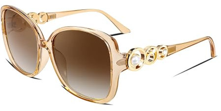 FEISEDY Sonnenbrille Damen Polarisiert Groß Vintage 70er 80er Jahre Brille mit Mit Perleneinlage & UV400 Schutz B2821