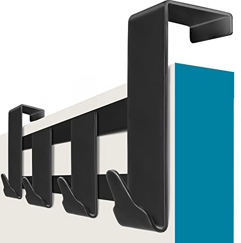 Menz Premium Türgarderobe - XXL Schwarze Türhakenleiste zum Einhängen, universell verwendbare Türhaken - Hochwertige Türgarderobe zum Einhängen, extrem belastbare Kleiderhaken Tür