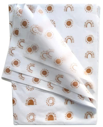 Sunshine Boho Rainbow Seidenpapier zum Verpacken von kleinen Unternehmen (25 Stück) Boho Geschenkpapier Bedrucktes Pastell-Seidenpapier Bulk – Orange Seidenpapier für Geschenktüten Here Comes The Son
