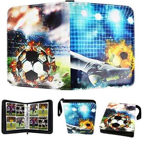 Karten-Sammelalbum, 4 Taschen, 50 Seiten, Kapazität für 400 Karten, Album für Sammelkarten,Trainer Sammelkartenalben，Zur Aufbewahrung von Sammelkarten,Brettspielkarten. (Fußball)