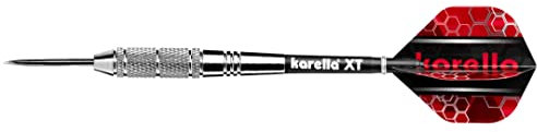 Karella Steeldart XT-3, 22 g, Barrellänge 56 mm, Darts für Einsteiger, Rot, Silber