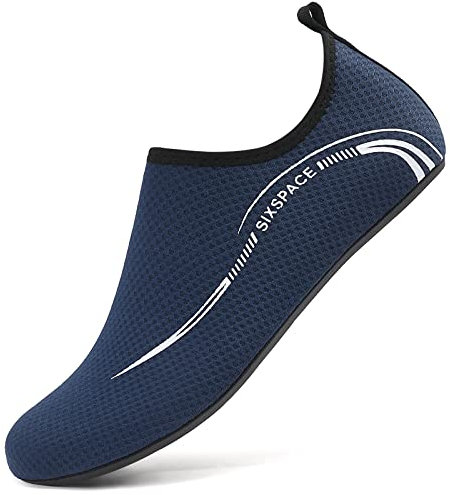Sixspace Badeschuhe Damen Herren Wasserschuhe Schwimmschuhe Männer Frauen Strandschuhe Aquaschuhe Barfußschuhe für Strand,Pool,Meer,Wassersport,Tauchen,Surfen,Aqua Cycling(Dunkelblau,39 EU)
