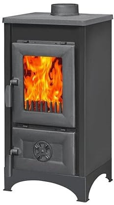 Briconess.com Stufa Riscaldamento a Legna con Struttura in Acciaio e ghisa 7.09 kw - Black