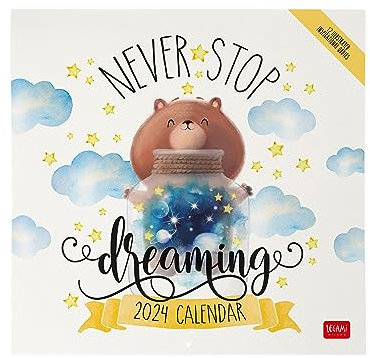 Legami Wandkalender 2024, 12 Monate und Jahresplaner, Platz für Notizen und Notizen, Wochenzahl, 6 Sprachen, Sternzeichen und internationale Feiertage, einzelne Cellophanierung, 30 x 29 cm